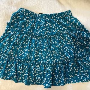 green floral mini skirt